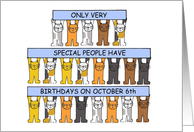 6th October Birthday with cats . card