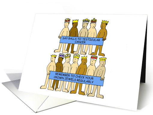 Humorous Testicular Cancer Checks Awareness Cartoon card (1272704)