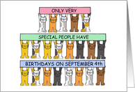 September 4th Birthday Cute Cartoon Cats card