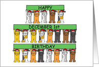 December 1st Birthday, Cartoon Cats in Santa Hats. card