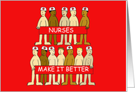 Nurses Make it Better Cartoon Naked Men Wishing You a Speedy Recovery card