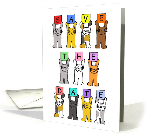 Save the date cartoon cats holding letters up.. card (1287210)