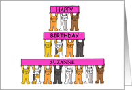 Happy Birthday to Customize Any Name with Cute Cartoon Cats card