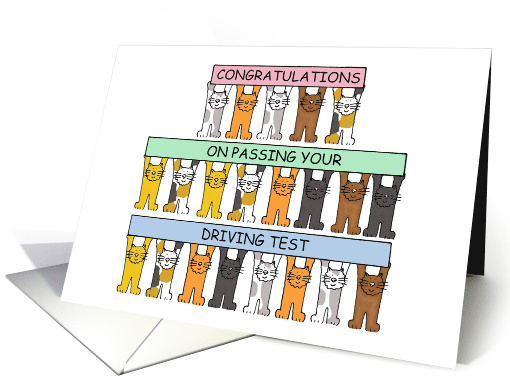 Congratulations on Passing Your Driving Test Cartoon Cats card