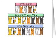 Thanks for a Wonderful Meal Cartoon Cats Holding Up Banners card