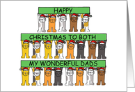 Happy Christmas to Both My Dads Cute Cartoon Cats in Santa Hats card