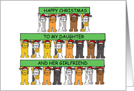 Happy Christmas to My Daughter and Her Girlfriend Cute Cartoon Cats card