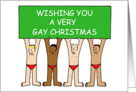 Cartoon Men in Red Underpants Wishing You a Very Gay Christmas card