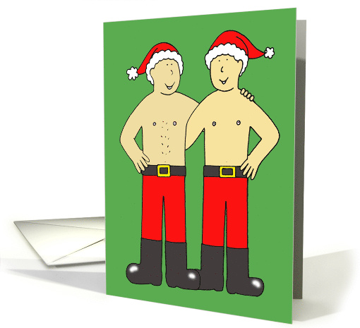 Happy Christmas from Both of Us Funny Gay Male Festive Couple card