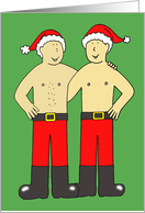 Happy Christmas from Both of Us Funny Gay Male Festive Couple card