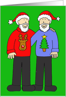Happy Christmas from Both of Us Couple in Santa Hats & Xmas Sweaters card