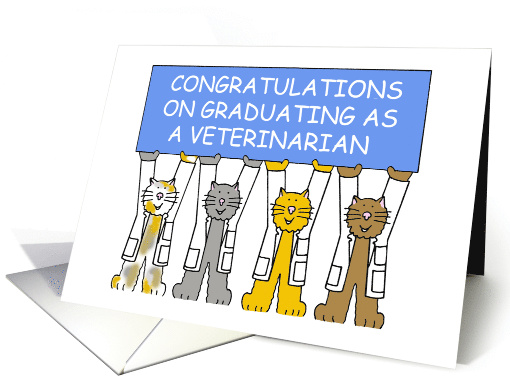 Congratulations on Graduating as a Veterinarian Cartoon Cats card