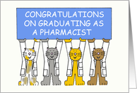 Pharmacist Graduate Congratulations Cartoon Cats in White Coats card