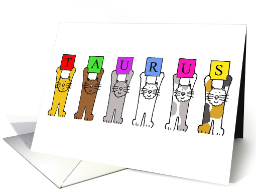 Happy Birthday Taurus Cute Cartoon Cats card (1301340)
