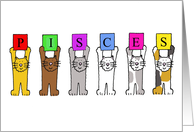 Happy Birthday Pisces with Cute Cartoon Cats card