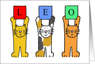 Happy Birthday Leo Cute Cartoon Cats of Different Colors card