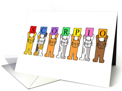 Scorpio Happy Birthday Cartoon Cats Holding Up Letters card (1301356)