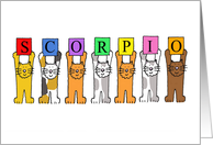 Scorpio Happy Birthday Cartoon Cats Holding Up Letters card