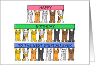 Happy Birthday Best Stepdad Ever Cartoon Cats card