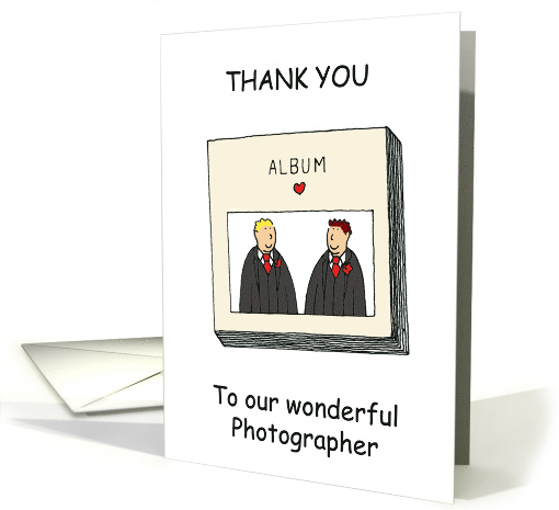 Thank You to Our Photographer Gay Male Couple Cartoon card (1304680)