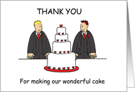 Thank You from Grooms for Making our Wonderful Cake Cartoon card