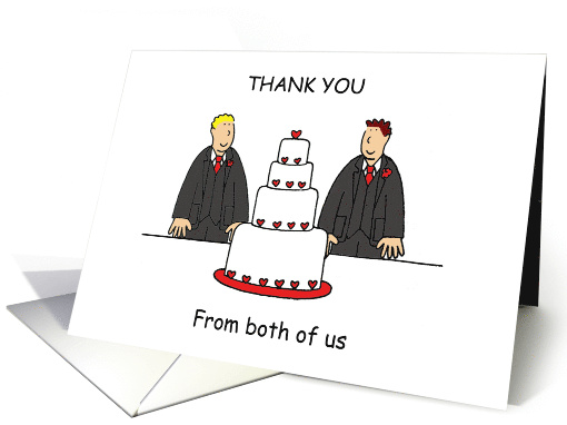 Thank You from the Groom and Groom Cartoon Couple card (1304790)