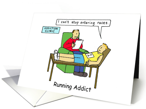 Running Addiction Cartoon Can't Stop Entering Running Races card