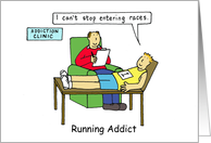 Running Addiction Cartoon Can’t Stop Entering Running Races card