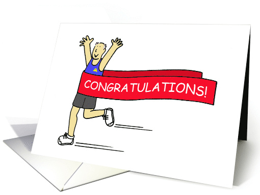 Congratulations Male Runner Cartoon Man Celebrating card (1310850)
