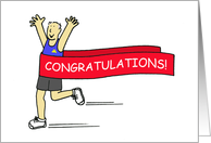 Congratulations Male Runner Cartoon Man Celebrating card