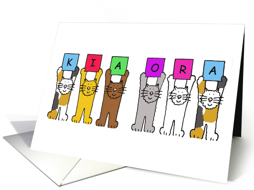 Kia Ora Maori New Zealand Thanks Greeting Cartoon Cats card (1313378)