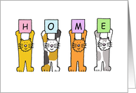 Home is Wherever You Are Cute Cartoon Cats Holding Up Letters card