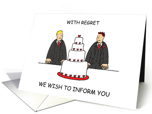 Civil Union or Wedding Cancellation Cartoon Male Couple card (1314712)
