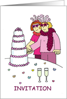 Invitation for Lesbian Wedding or Civil Union Cartoon Funky Ladies card