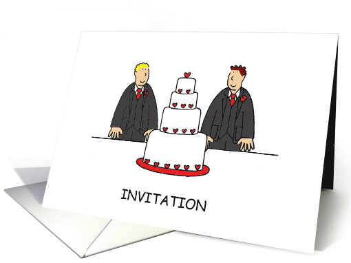 Party Invitation to Gay Wedding or Civil Union Cartoon Grooms card