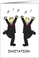 Invitation to Civil Union Gay Marriage Wedding Two Grooms Dancing card