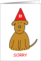 Sorry I Have Been an Idiot Please Forgive Me Cute Dog in Dunce Hat card