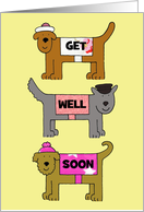 Get Well Soon Written on the Coats of Cute Cartoon Dogs card