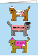Happy Birthday to You Written on the Coats of Cartoon Dogs card