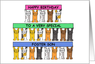 Happy Birthday to a Special Foster Son Cute Cartoon Cats card