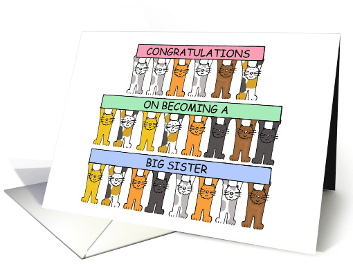 Congratulations on Becoming a Big Sister Cartoon Cats card (1332774)