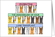 Celebrating Anniversary of Lung Transplant Cartoon Cats card