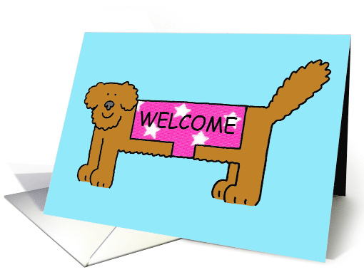 Welcome to the Neighbourhood Cartoon Dog in a Fun Coat card (1332996)