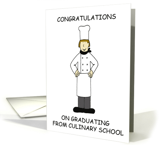 Congratulations on Graduating from Culinary School Cartoon Lady card