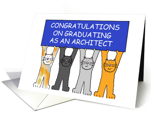 Congratulations on Graduating as an Architect Cartoon Cats card