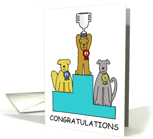 Congratulations on Dog Show Success Cartoon Dogs with a Trophy card