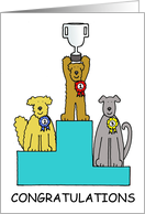 Congratulations on Dog Show Success Cartoon Dogs with a Trophy card