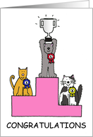 Congratulations Cat Show Success Cartoon Cats with Trophy card