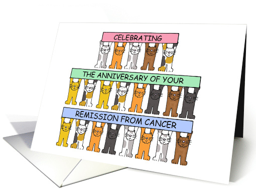 Anniversary of Remission from Cancer Cute Cartoon Cats card (1335962)