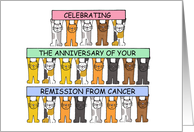 Anniversary of Remission from Cancer Cute Cartoon Cats card